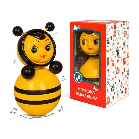 Musik-Wackelpuppe Biene mit Glöckchen, 15 cm, bunt