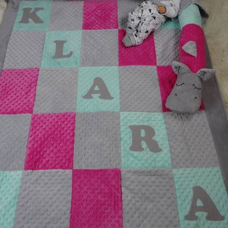 Krabbeldecke,  Patchwork, Kuscheldecke, Tagesdecke,