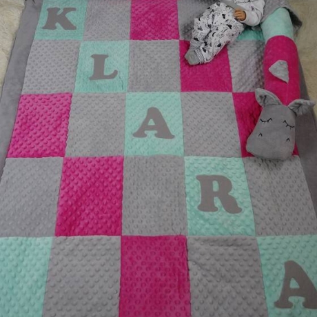Krabbeldecke,  Patchwork, Kuscheldecke, Tagesdecke,