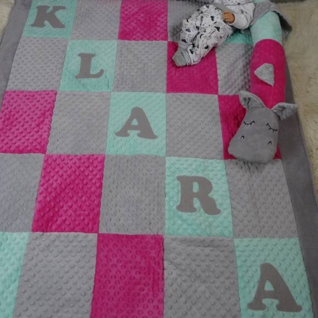 Krabbeldecke,  Patchwork, Kuscheldecke, Tagesdecke,