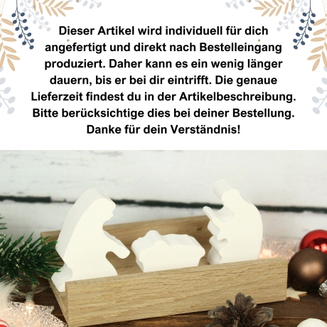 Schlichte Krippenszene | kleine Krippe mit Holzbox | Weihnachten