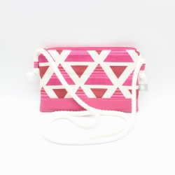 Kleine Handtasche Pink, Weiß, gemustert, Retro Handmade