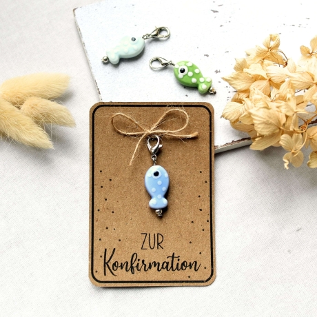 Kleines Konfirmationsgeschenk – Fischanhänger aus Keramik