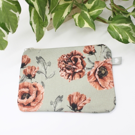 Etui Täschchen Organizer Blumen Grün Beige kleine Tasche