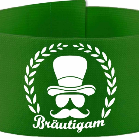 Klett-Armbinde 10 cm Höhe bedruckt mit BRÄUTIGAM (Kranz)