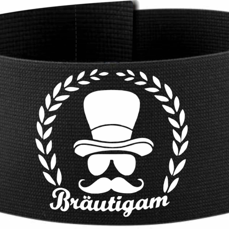 Klett-Armbinde 10 cm Höhe bedruckt mit BRÄUTIGAM (Kranz)