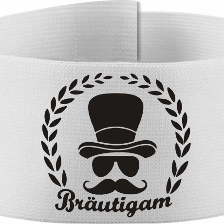 Klett-Armbinde 10 cm Höhe bedruckt mit BRÄUTIGAM (Kranz)