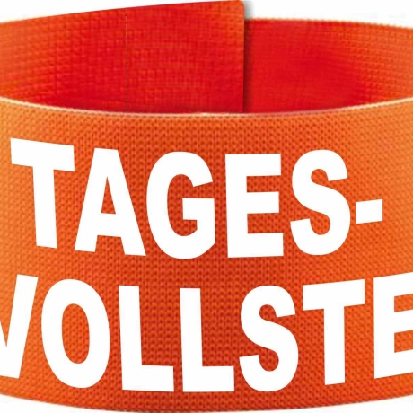 Klett-Armbinde 10 cm Höhe bedruckt mit TAGESVOLLSTE