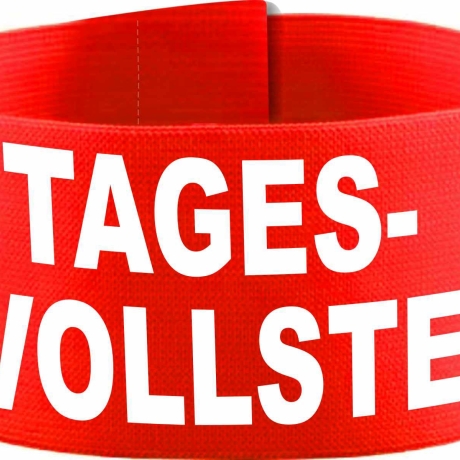 Klett-Armbinde 10 cm Höhe bedruckt mit TAGESVOLLSTE