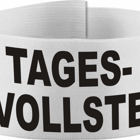 Klett-Armbinde 10 cm Höhe bedruckt mit TAGESVOLLSTE