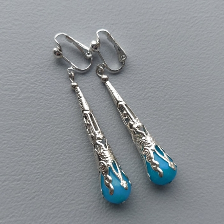 Lange Ohrclips mit Mineral
