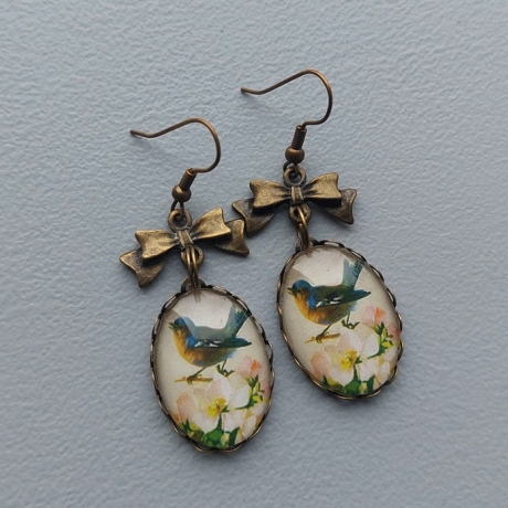 Ohrhänger mit Vögel Vintage-Stil