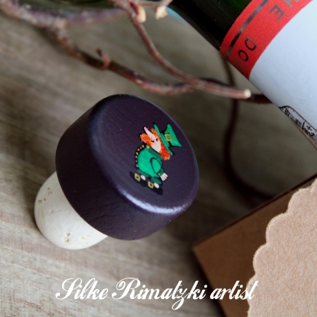 Wein Korken Spirale handbemalt Leprechaun 19 mm Kobold
