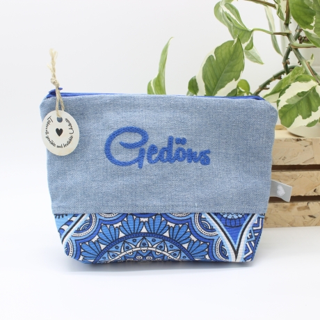 Universal-/Kosmetiktasche bestickt Gedöns Handmade Unikat