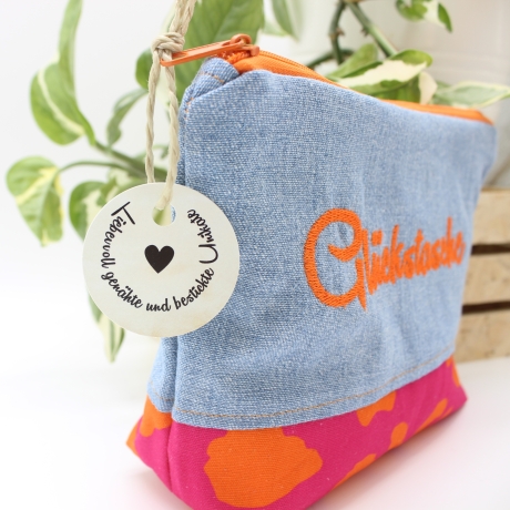 Universal-/Kosmetiktasche bestickt Glückstasche Handmade Unikat