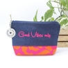 Universal-/Kosmetiktasche bestickt Good Vibes only Handmade