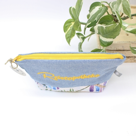 Universal-/Kosmetiktasche bestickt Reiseapotheke Palmen Handmade