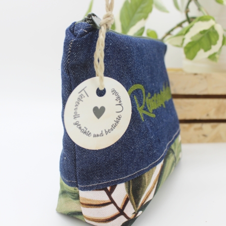 Universal-/Kosmetiktasche bestickt Reiseapotheke Palmen Handmade