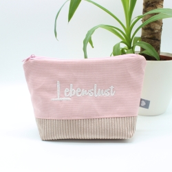 Bestickte Universaltasche Rosa „Lebenslust“ Sommerlich Handmade