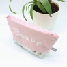 Bestickte Universaltasche Rosa „Beauty to go“ Handmade genäht