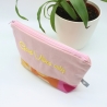 Bestickte Universaltasche Rosa „Good Vibes only“ Handmade genäht