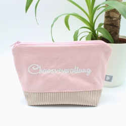 Bestickte Universaltasche Rosa „Chaosverwaltung“ Handmade genäht