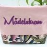 Bestickte Universaltasche Rosa „Mädelskram“ Lila Handmade genäht
