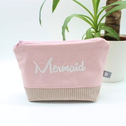 Bestickte Universaltasche Rosa „Mermaid“ Handmade genähtes Unikat