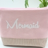 Bestickte Universaltasche Rosa „Mermaid“ Handmade genähtes Unikat