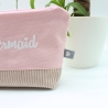Bestickte Universaltasche Rosa „Mermaid“ Handmade genähtes Unikat