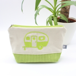 Bestickte Universaltasche Beige „Camper“ Handmade Unikat