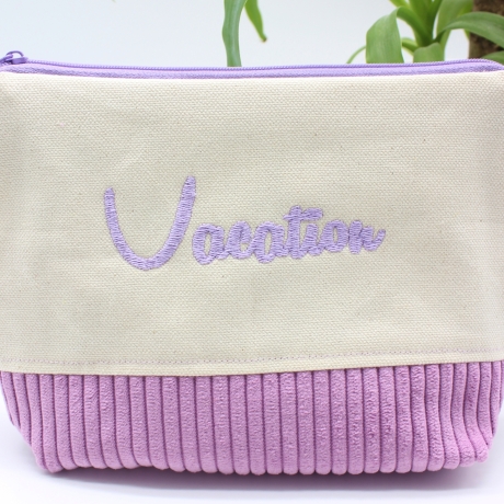 Bestickte Universaltasche Beige „Vacation“ Handmade Unikat