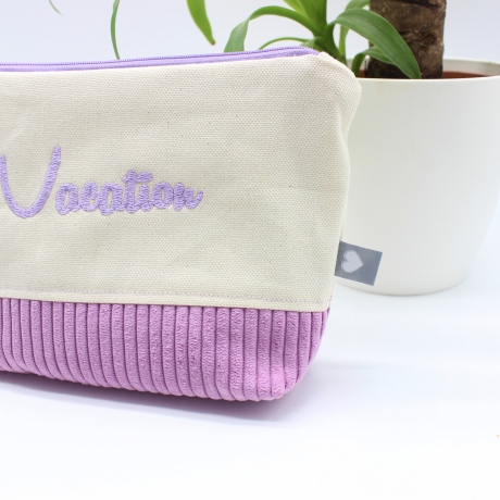 Bestickte Universaltasche Beige „Vacation“ Handmade Unikat