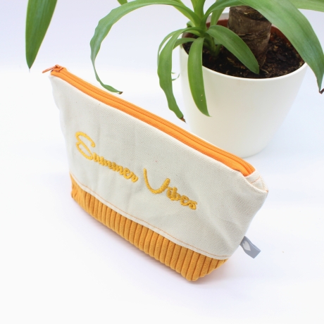 Bestickte Universaltasche Beige „Summer Vibes“ Handmade Unikat