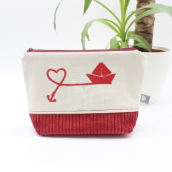 Bestickte Universaltasche Beige „Ahoi“ Handmade Unikat
