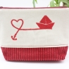 Bestickte Universaltasche Beige „Ahoi“ Handmade Unikat