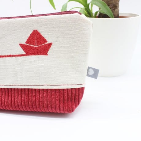 Bestickte Universaltasche Beige „Ahoi“ Handmade Unikat