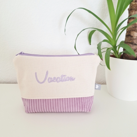 Bestickte Universaltasche Beige „Vacation“ Handmade Unikat