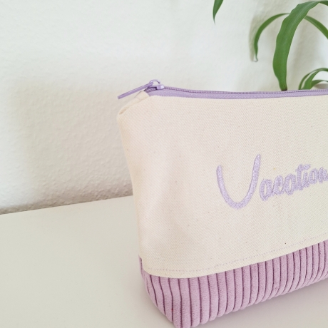 Bestickte Universaltasche Beige „Vacation“ Handmade Unikat