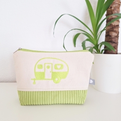 Bestickte Universaltasche Beige „Camper“ Handmade Unikat