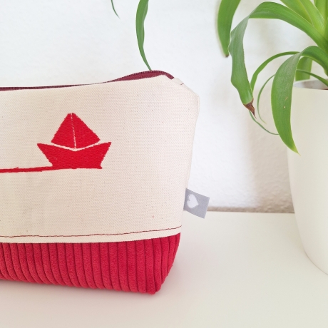 Bestickte Universaltasche Beige „Ahoi“ Handmade Unikat