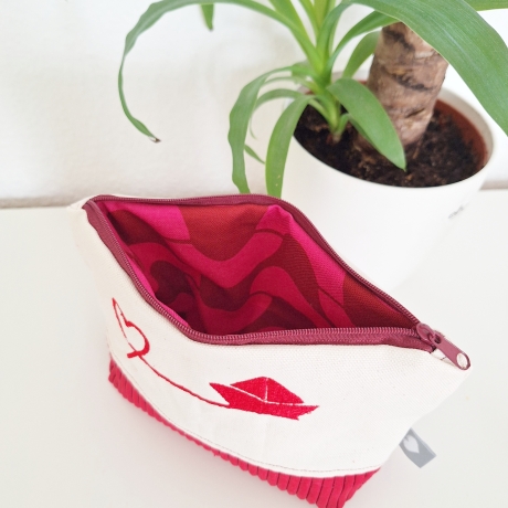 Bestickte Universaltasche Beige „Ahoi“ Handmade Unikat