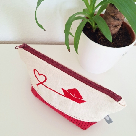 Bestickte Universaltasche Beige „Ahoi“ Handmade Unikat