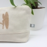 Bestickte Universaltasche Beige„Surfer Girl“ Sommerlich handmade