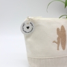 Bestickte Universaltasche Beige„Surfer Girl“ Sommerlich handmade
