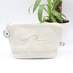 Bestickte Universaltasche Beige „Welle“ Handmade Unikat