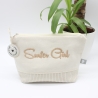 Bestickte Universaltasche Beige „Surfer Girl“ Handmade Unikat