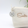 Bestickte Universaltasche Beige „Surfer Girl“ Handmade Unikat