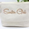 Bestickte Universaltasche Beige „Surfer Girl“ Handmade Unikat