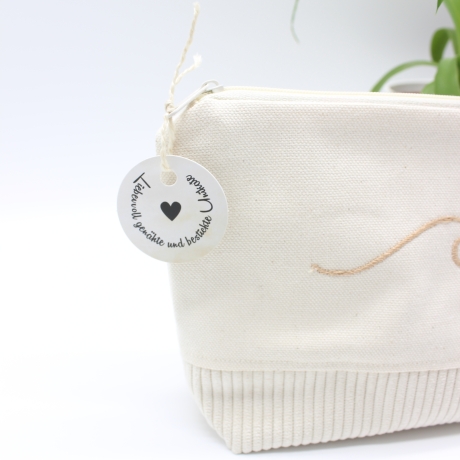 Bestickte Universaltasche Beige „Welle“ Handmade Unikat